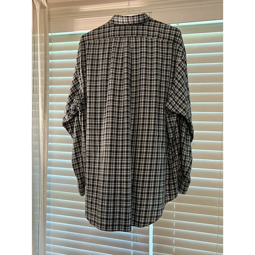 Ralph Lauren Mens Size‎ XL Blake Gray Blue Plaid Button Down Collar Cotton Shirt